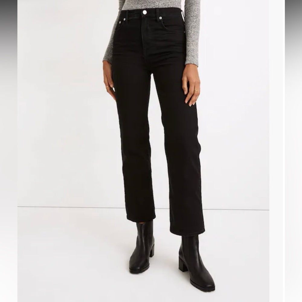 Madewell Slim Wide Leg Crop Black Size 28